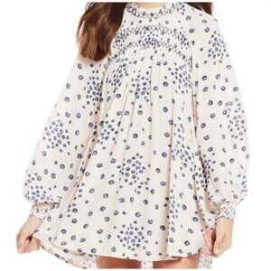 Free People white flowers in her head printed tunic blouse Small NWT $118
